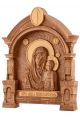 Деревянная резная икона «Казанская икона Божией Матери» в арке бук 57 x 45 см
