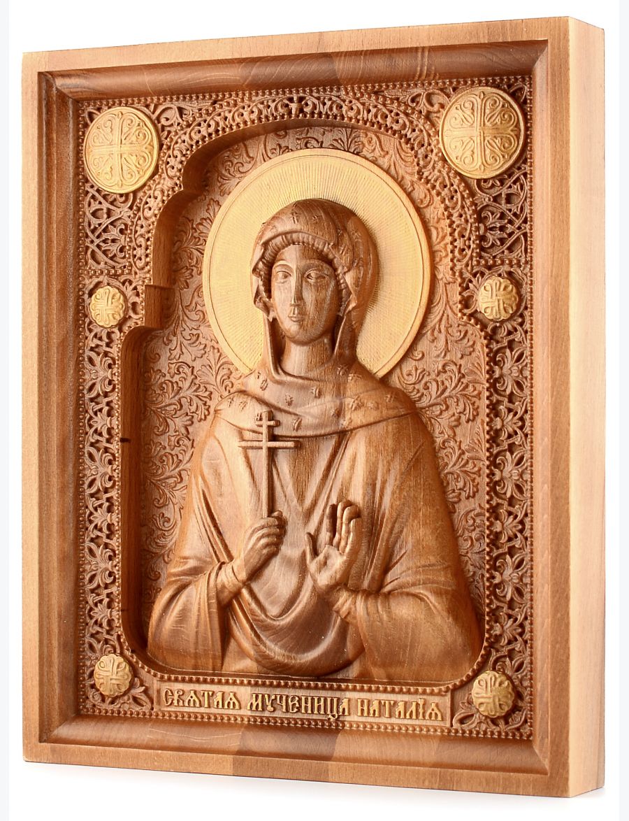 Деревянная резная икона «Святая Наталья» бук 57 x 45 см