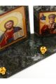 Каменный иконостас с подсвечником из змеевика