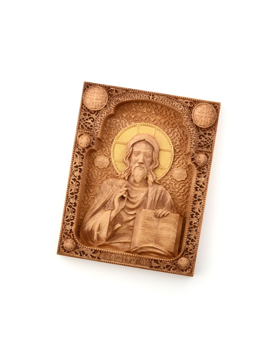 Деревянная резная икона «Господь Вседержитель» бук 18 x 14 см