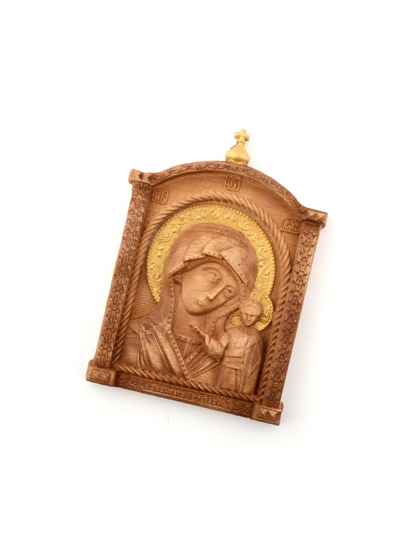 Деревянная резная икона «Божией Матери Казанская» бук 18 x 13 см