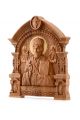 Деревянная резная икона «Святой Николай Чудотворец» с аркой бук 57 x 45 см