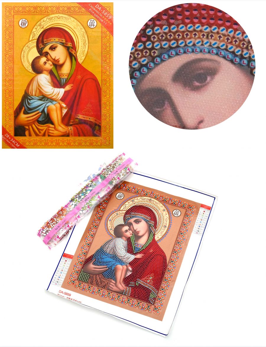 Алмазная мозаика с рамкой «Божией Матери Елеуса» икона