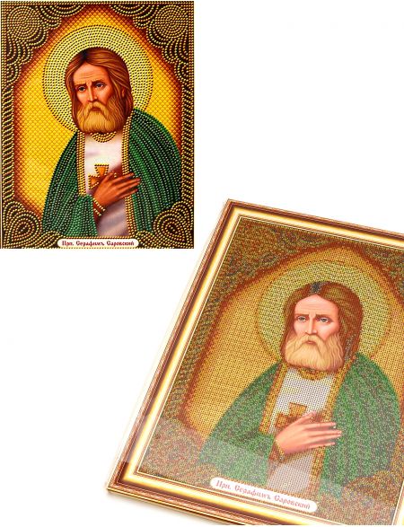 Алмазная мозаика на подрамнике «Святой Преподобный Серафим Саровский» икона