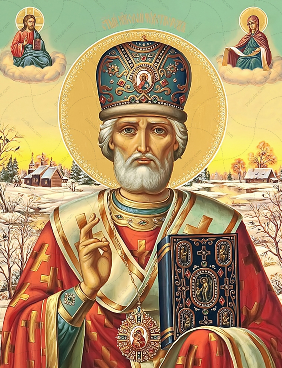 Алмазная мозаика «Святой Николай Чудотворец» 130x100 см