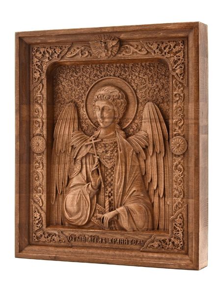 Деревянная резная икона «Ангел Хранитель» бук 18 x 15 см