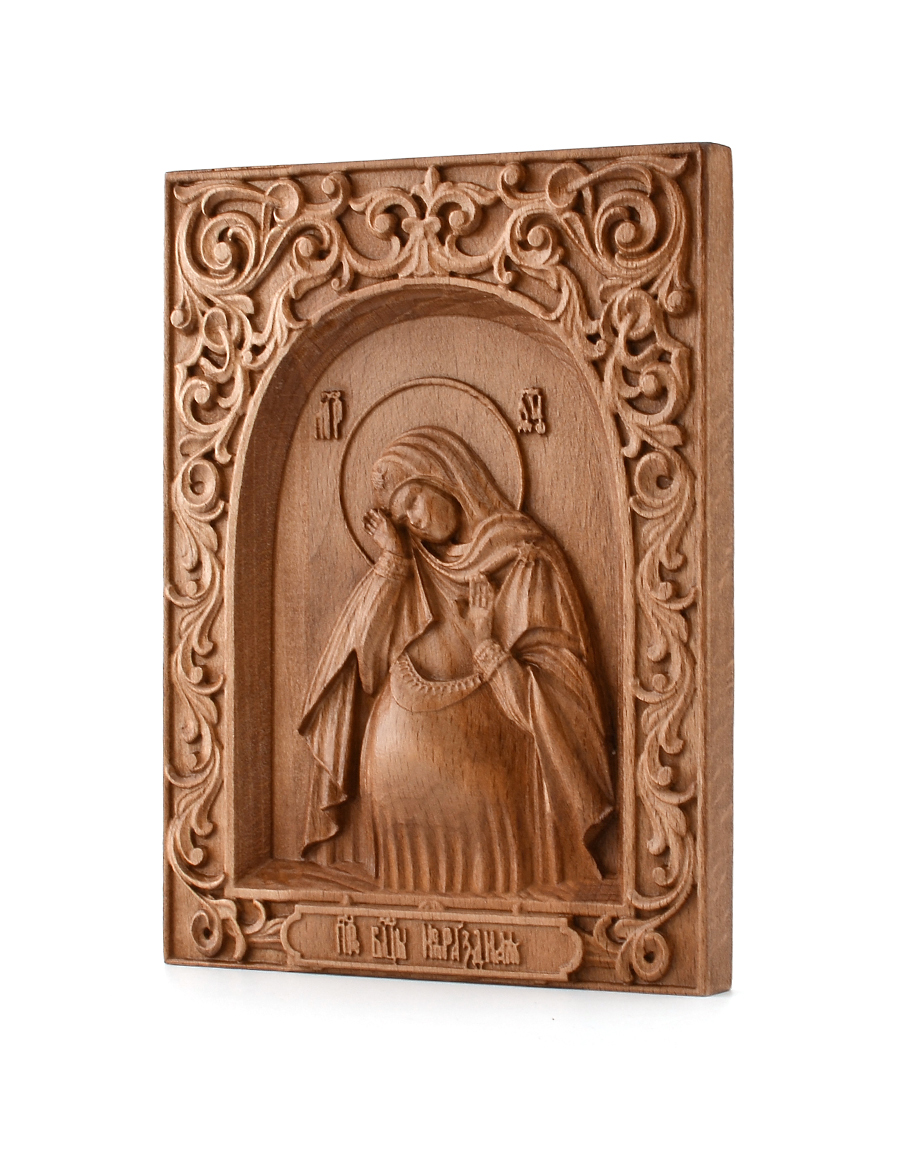 Деревянная резная икона «Божией Матери Непраздная» бук 18 x 14 см