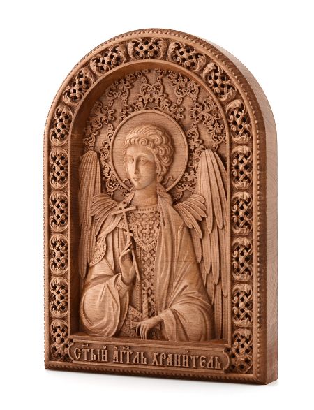 Деревянная резная икона «Ангел хранитель» бук 18 x 15 см