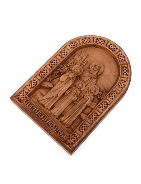 Деревянная резная икона «Вера, Надежда, Любовь и мать их Софья» бук 12 x 8 см