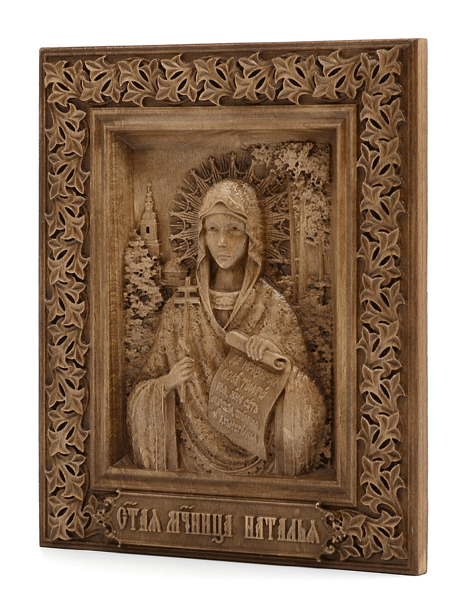 Деревянная резная икона «Святая Наталья» бук 22 x 18 см