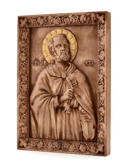 Деревянная резная икона «Апостол Петр» бук 12 x 9 см