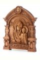 Деревянная резная икона «Казанская икона Божией Матери» с аркой 28 x 23 см