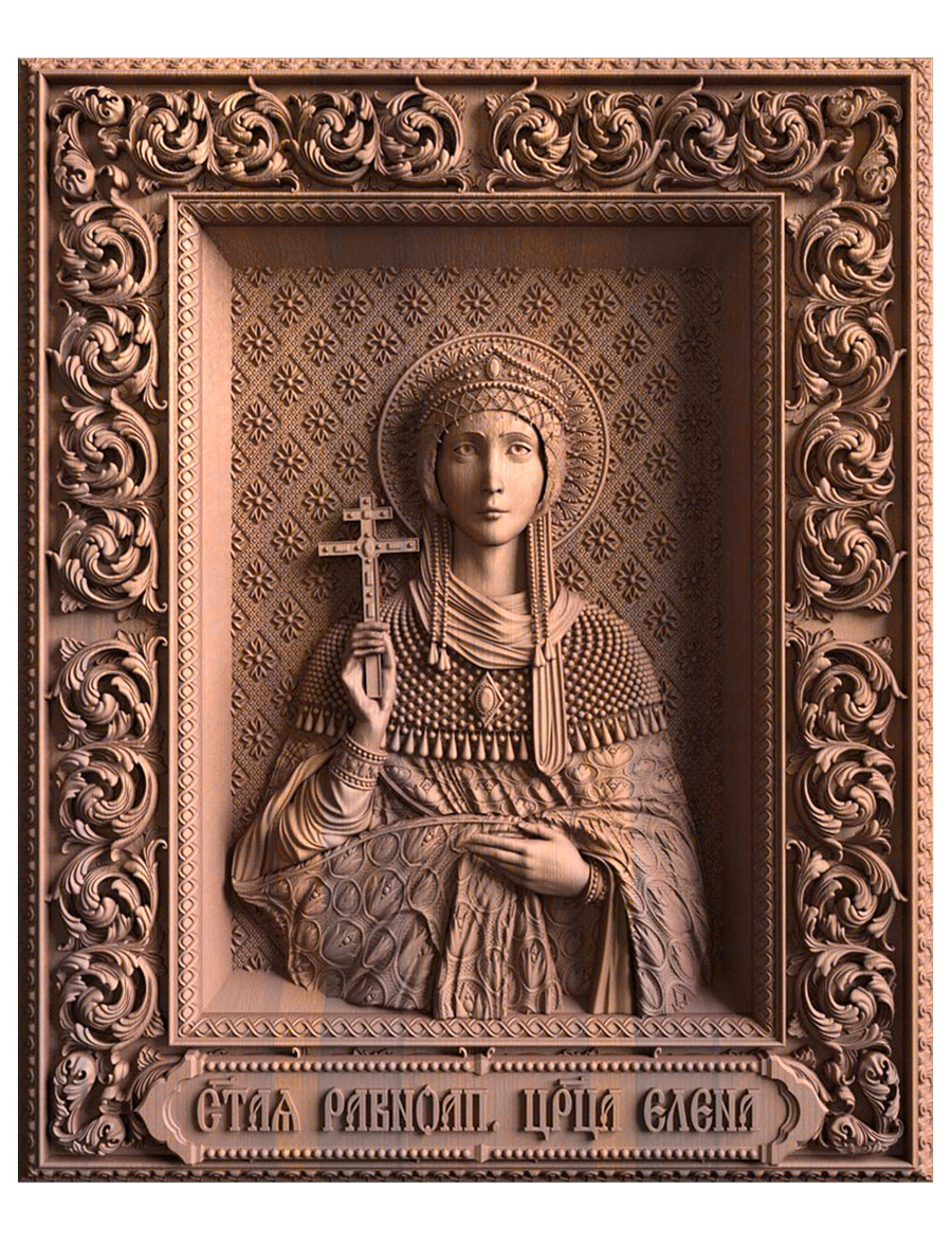 Деревянная резная икона «Равноапостольной царицы Елены» бук 18 x 15 см