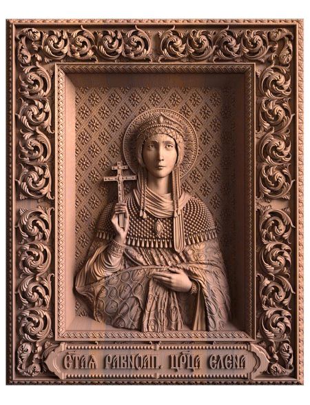 Деревянная резная икона «Равноапостольной царицы Елены» бук 12 x 9 см