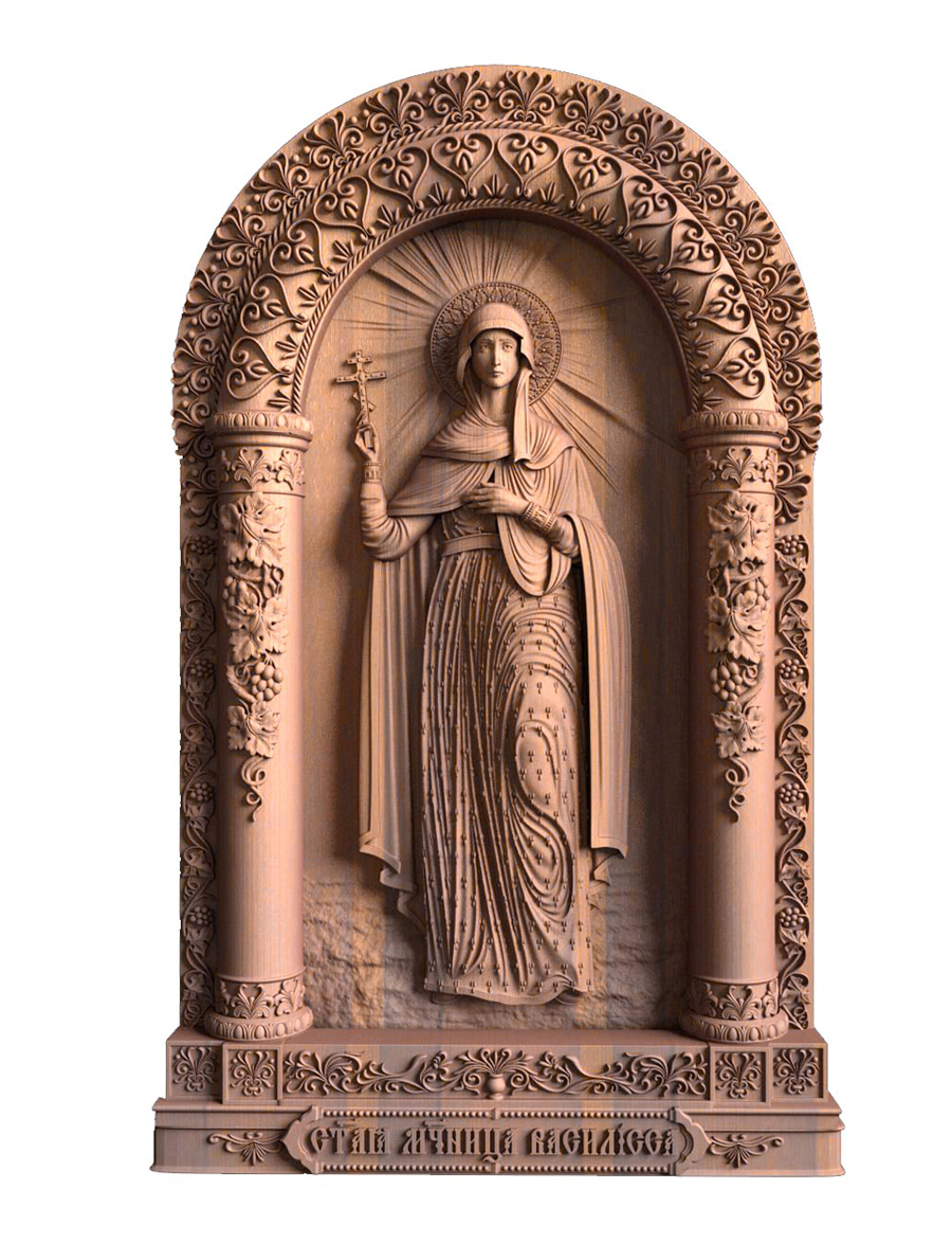 Деревянная резная икона «Святая Мученица Василисса» (Василиса) бук 12 x 8