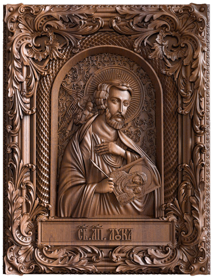 Деревянная резная икона «Святой Апостол Лука» бук 57 x 45 см