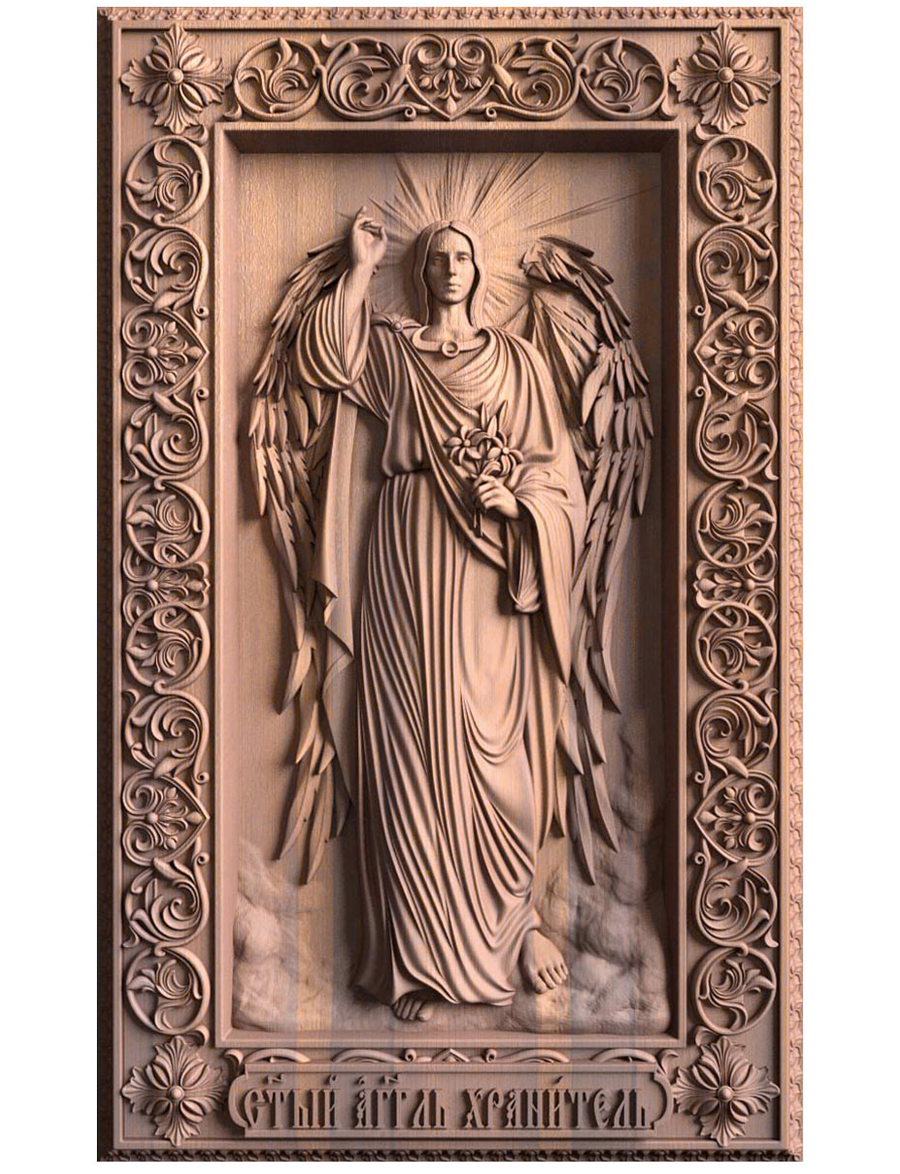 Деревянная резная икона «Святой Ангел Хранитель» бук 57 x 35 см