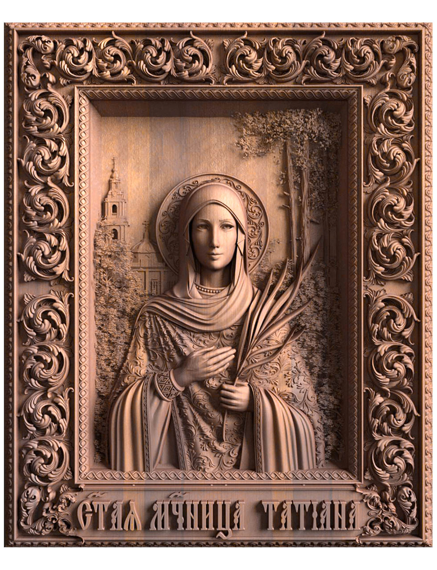 Деревянная резная икона «Святая Татьяна» бук 18 x 15 см