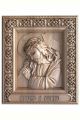 Деревянная резная икона «Иисус в венке» бук 23 x 18 см