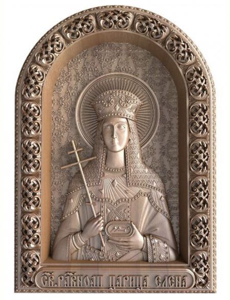 Деревянная резная икона «Равноапостольная царица Елена» бук 28 x 19 см