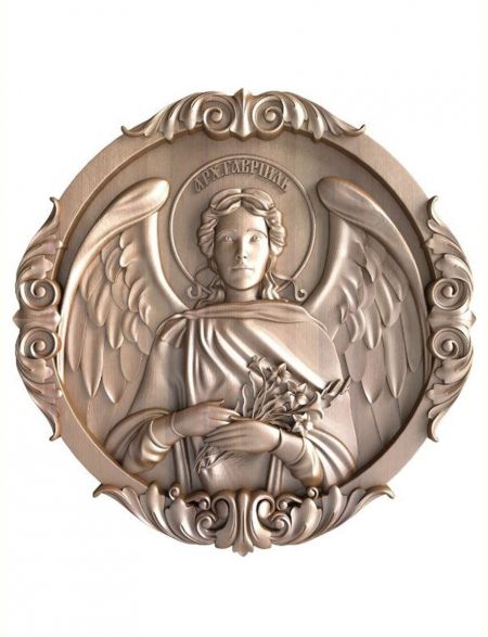 Деревянная резная икона «Архангел Гавриил» бук 45 x 45 см