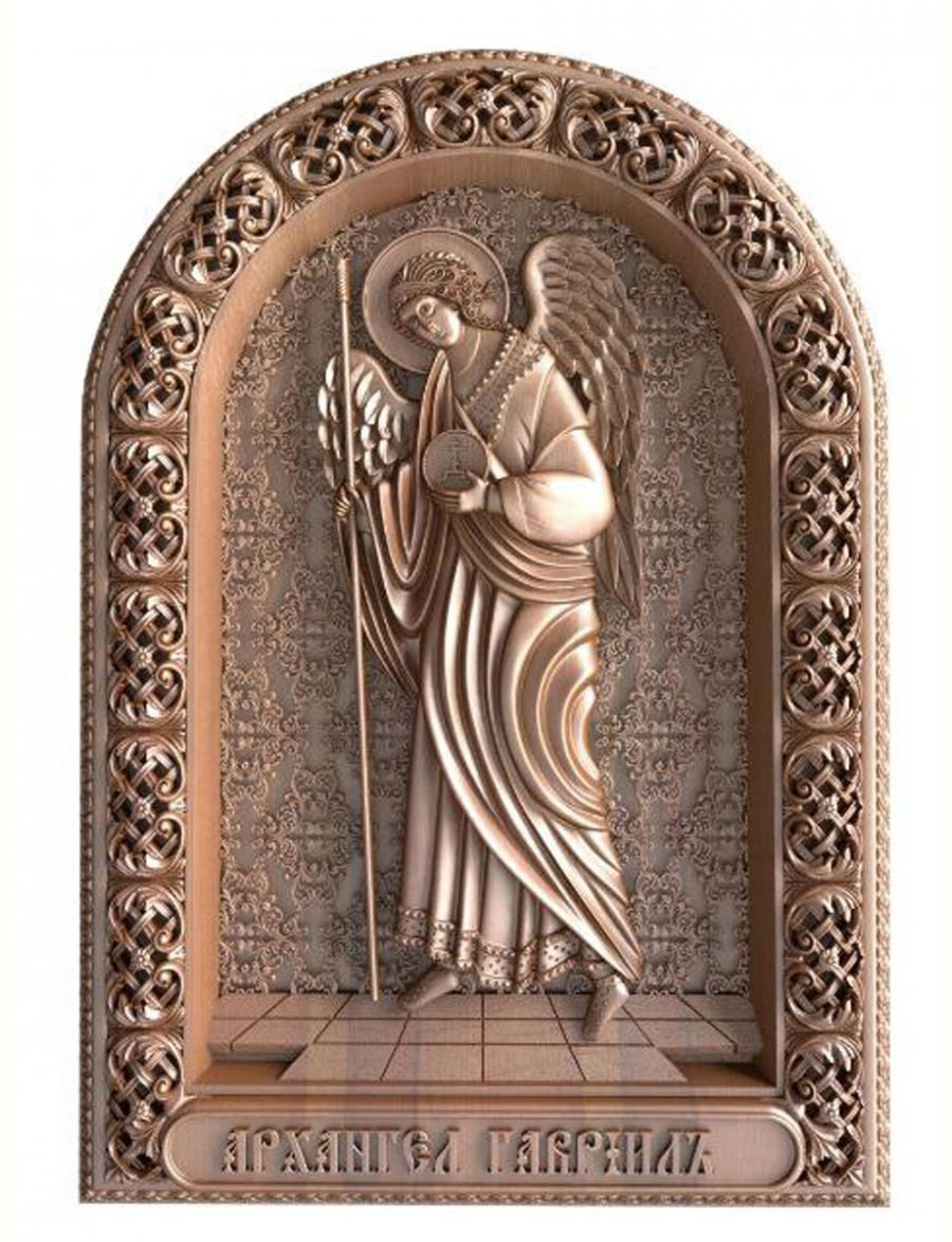 Деревянная резная икона «Архангел  Гавриил» бук 23 x 17 см