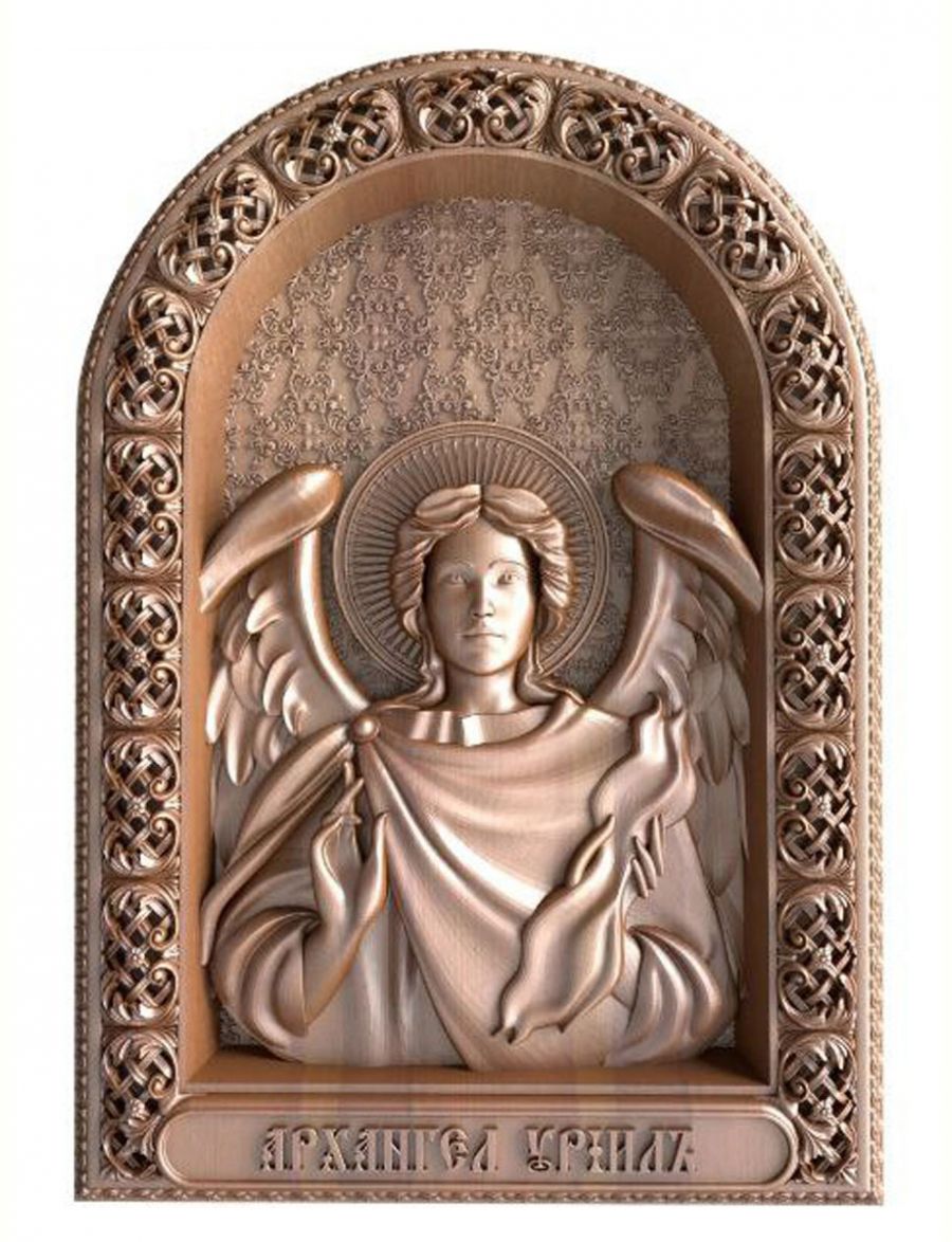Деревянная резная икона «Архангел Уриил» бук 28 x 19 см