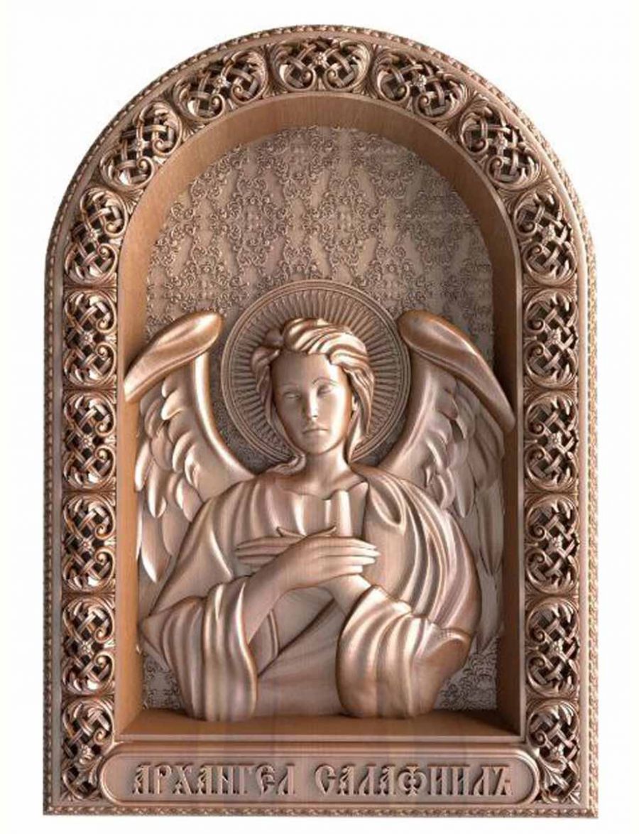 Деревянная резная икона «Архангел Селафиил» бук 18 x 12 см