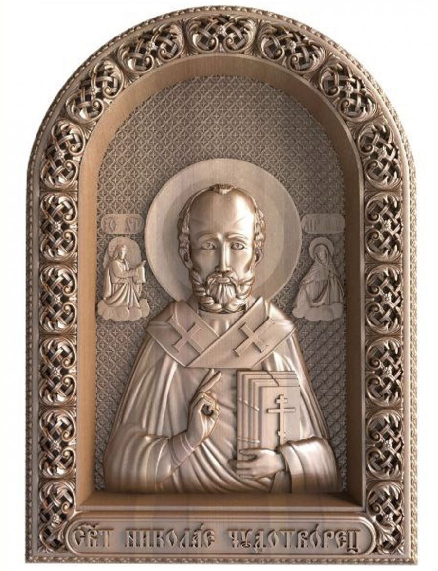 Деревянная резная икона «Святитель Николай Чудотворец» бук 18 x 15 см