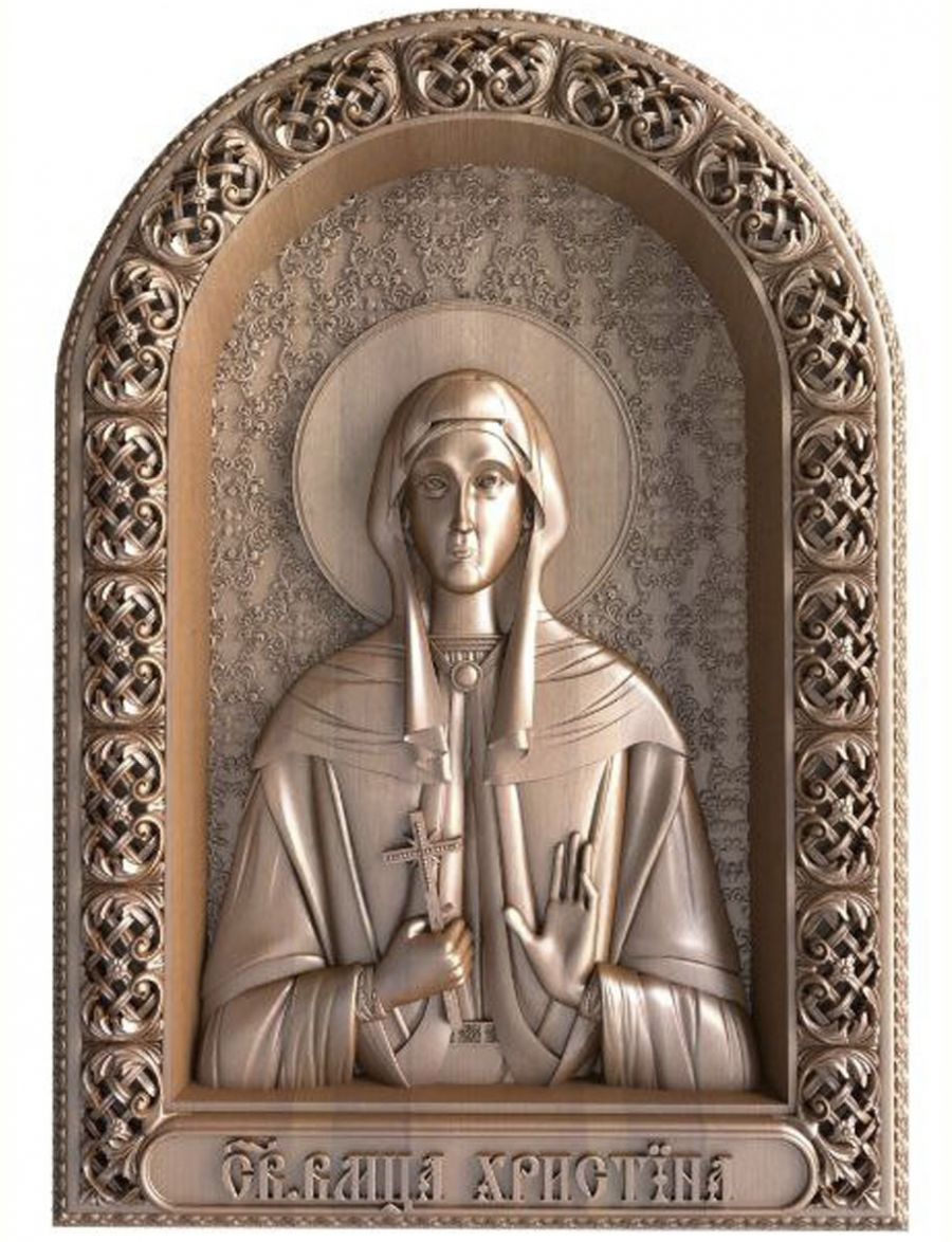 Деревянная резная икона «Святая мученица Христина» бук 57 x 40 см