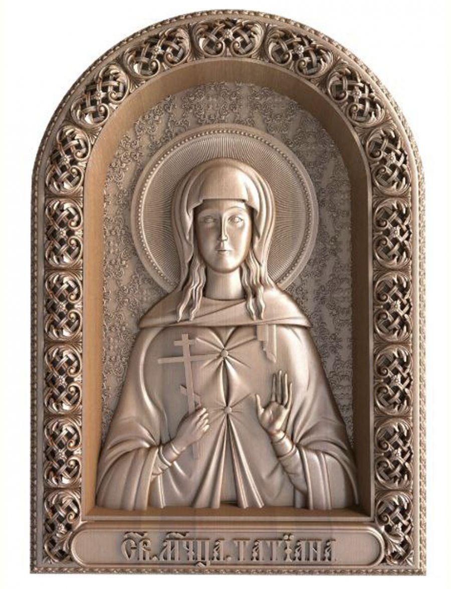 Деревянная резная икона «Святая Татьяна» бук 57 x 40 см