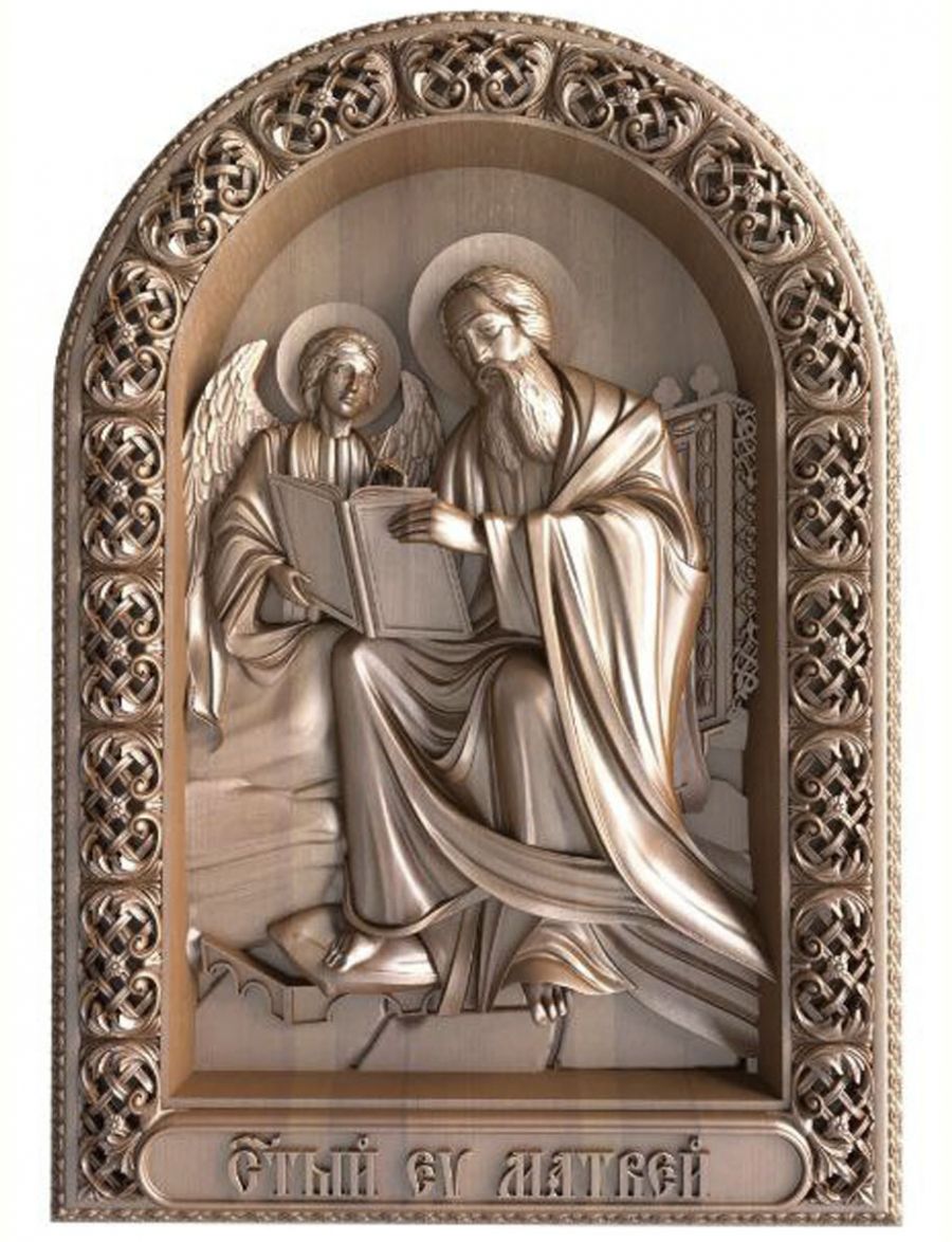 Деревянная резная икона «Святой Матвей» бук 28 x 19 см