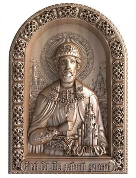 Деревянная резная икона «Святой благоверный князь Дмитрий Донской» бук 18 x 15 см