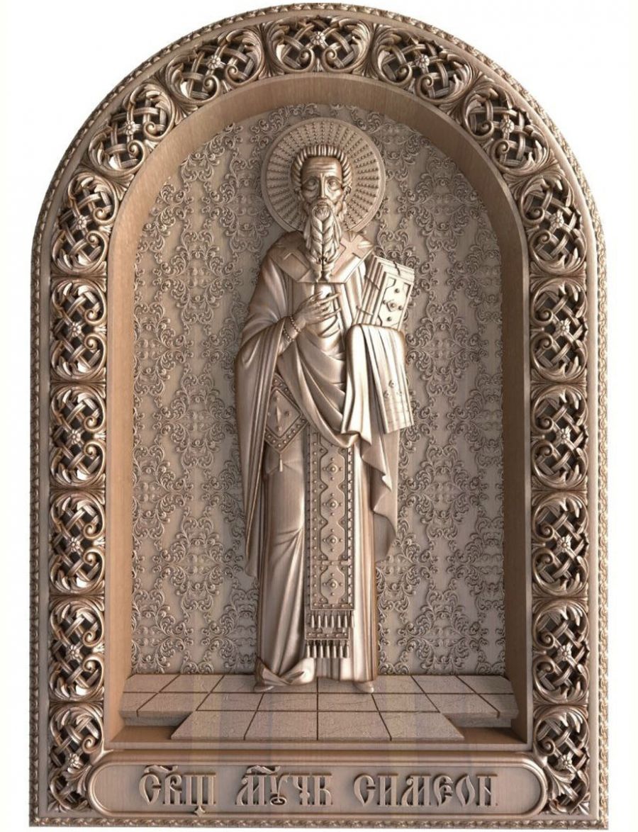 Деревянная резная икона «Святой мученик Симеон» бук 28 x 19 см