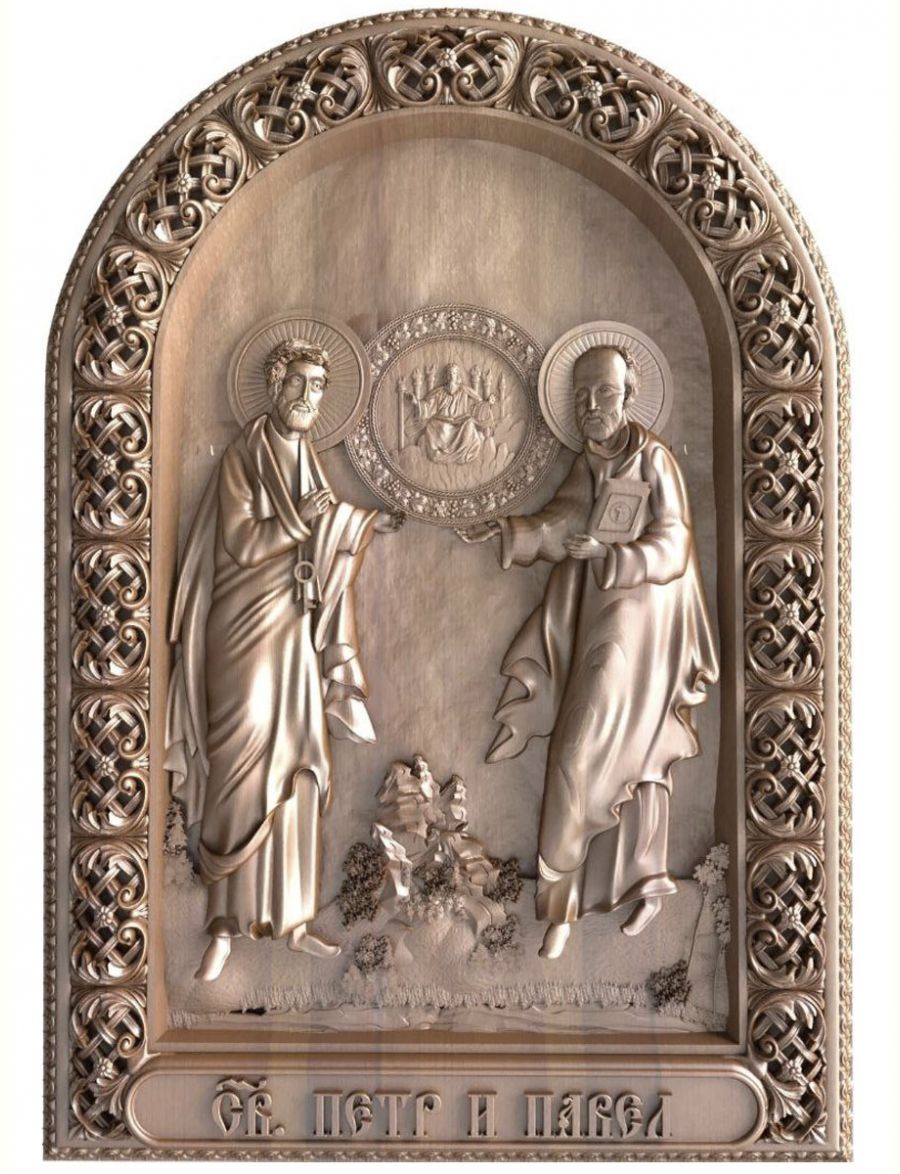 Деревянная резная икона «Святой Павел и Пётр» бук 12 x 9 см