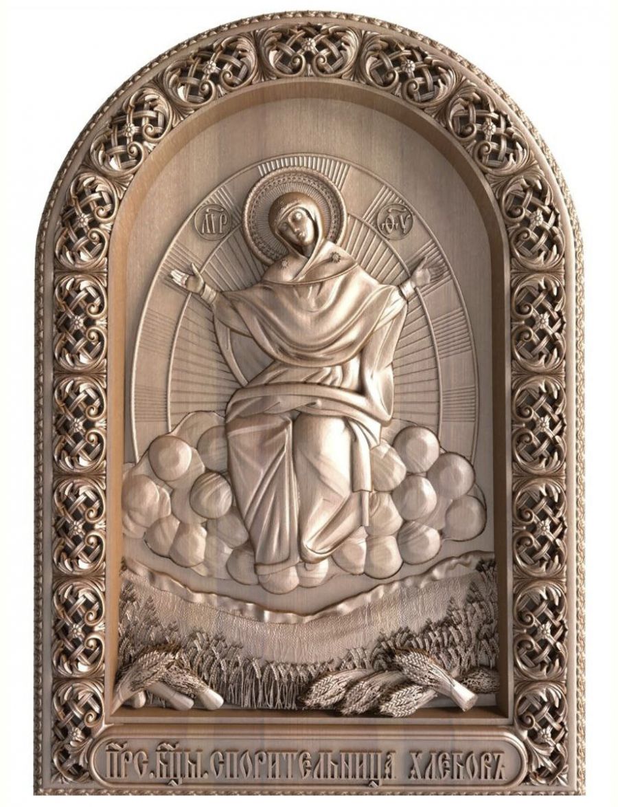 Деревянная резная икона «Спорительница хлебов» бук 57 x 40 см