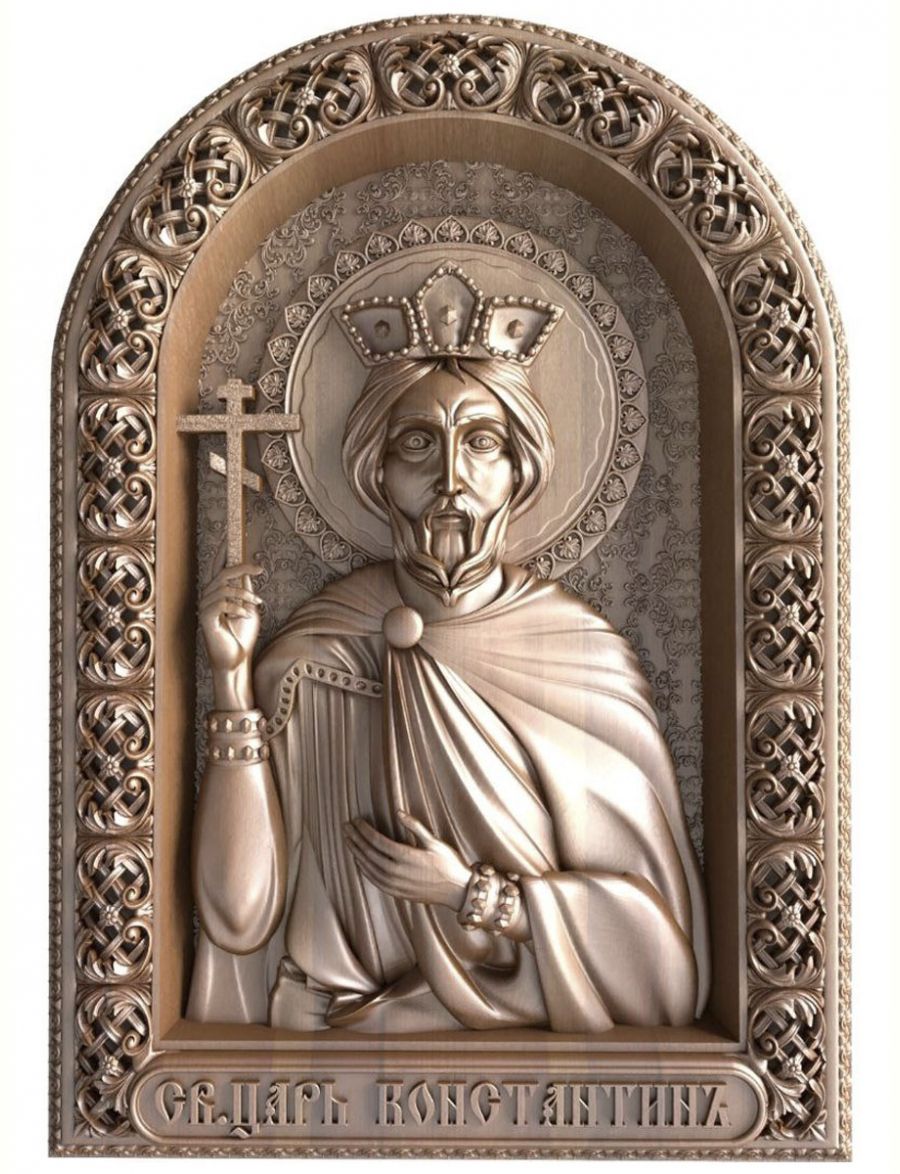 Деревянная резная икона «Святой Царь Константин» бук 57 x 40 см