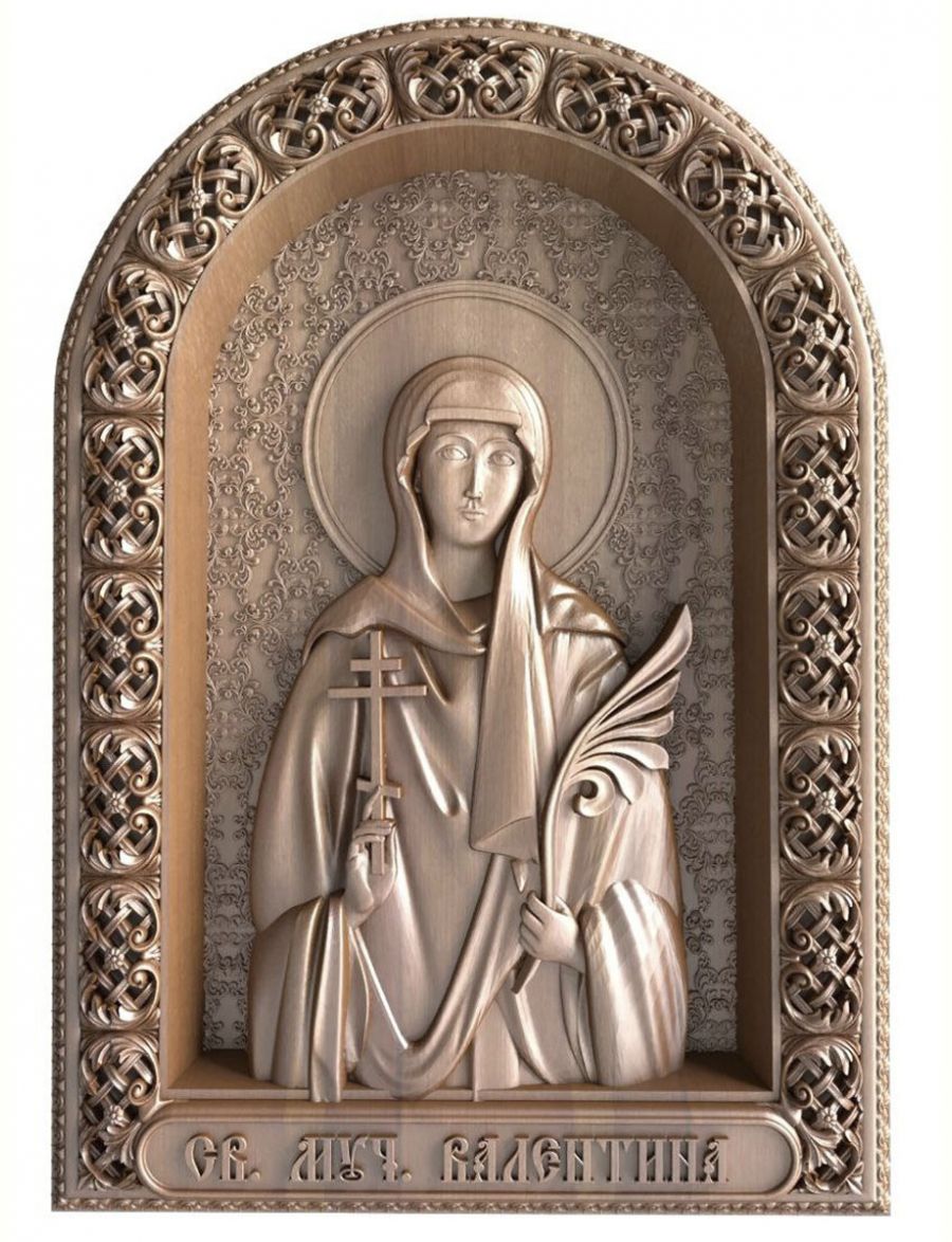 Деревянная резная икона «Святая мученица Валентина» бук 18 x 12 см