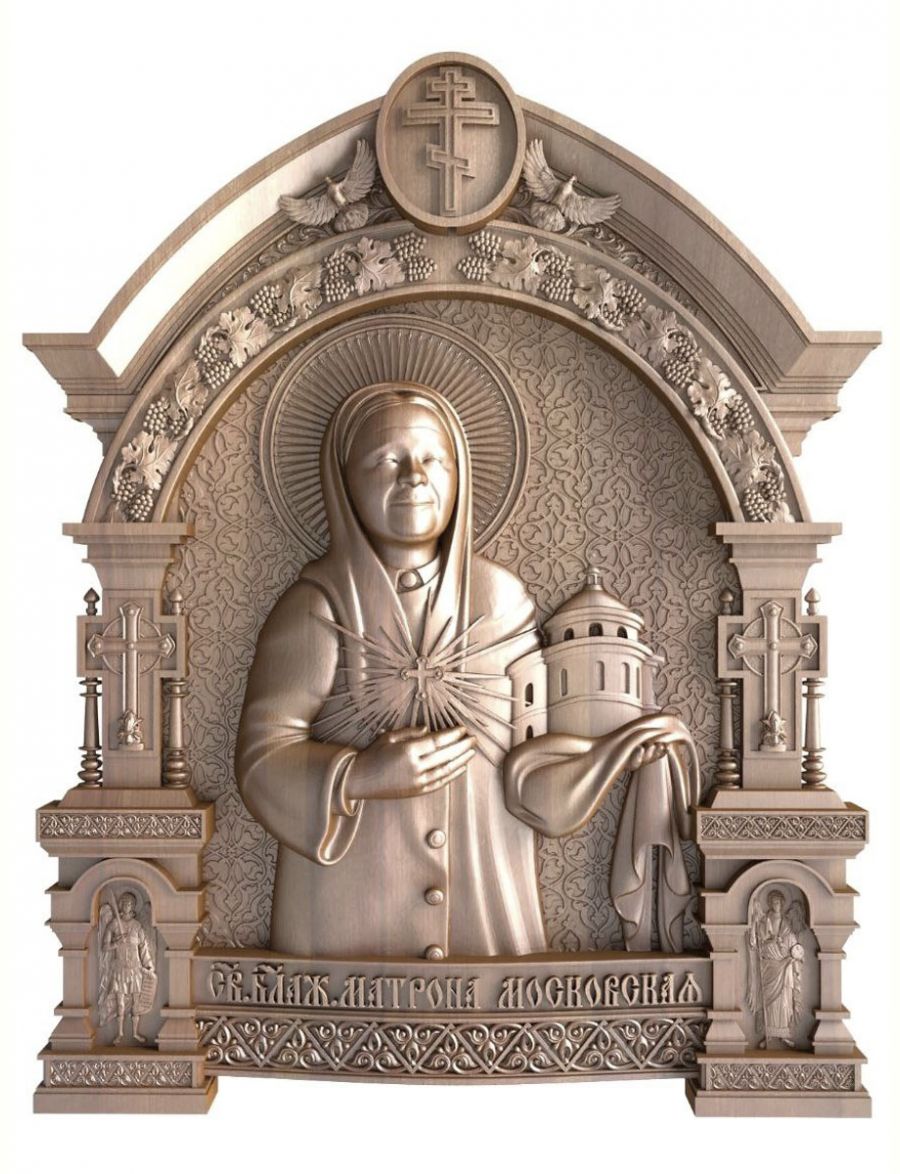 Деревянная резная икона «Блаженная Матрона Московская» бук 23 x 18 см