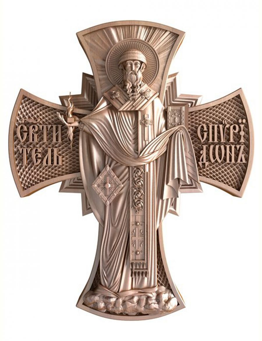 Деревянная резная икона «Святитель Спиридон» бук 57 x 45 см