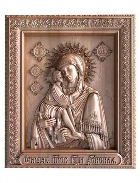 Деревянная резная икона «Образ пресвятой Богородицы Донская» бук 28 x 23 см