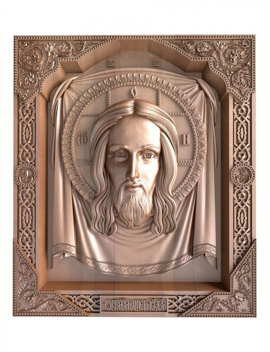 Деревянная резная икона «Образ Господа нашего Иисуса Христа» бук 18 x 15 см