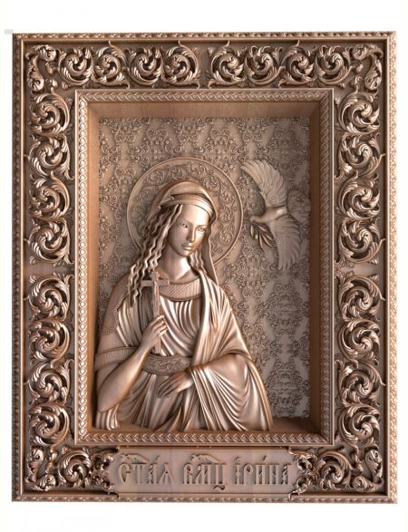 Деревянная резная икона «Святая Ирина» бук 12 x 10 см