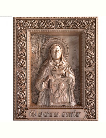 Деревянная резная икона «Святая блаженная Матрона» бук 12 x 10 см