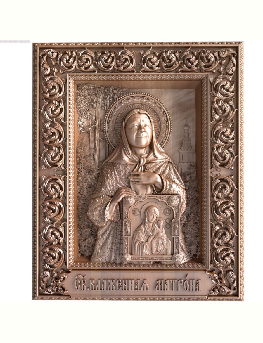 Деревянная резная икона «Святая блаженная Матрона» бук 18 x 15 см