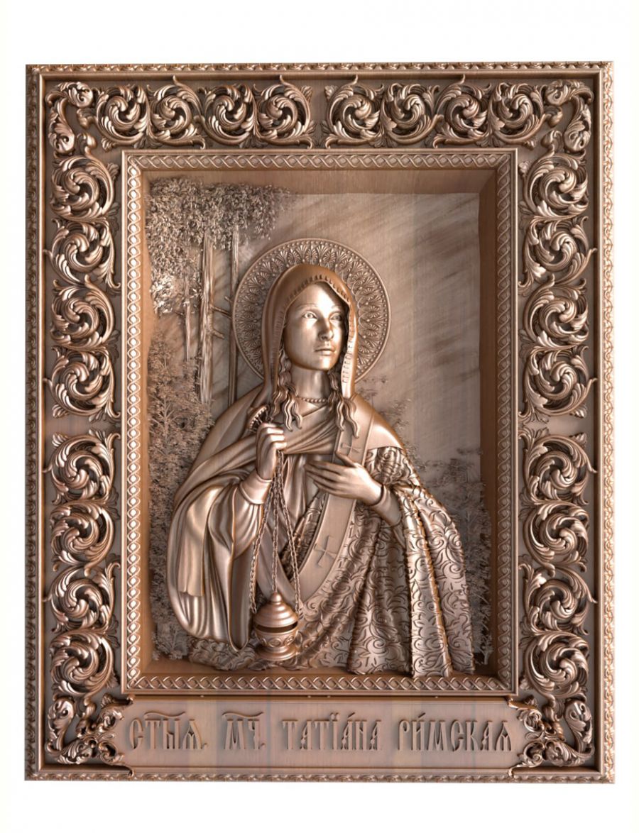 Деревянная резная икона «Святая мученица Татьяна Римская» бук 18 x 15 см