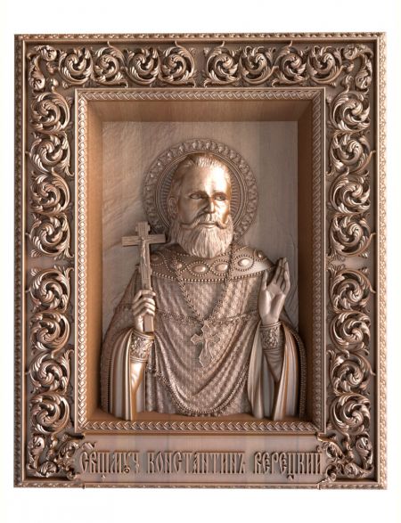 Деревянная резная икона «Святой мученик Константин Верецкий» бук 12 x 10 см