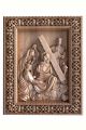Деревянное резное панно «Иисус несущий крест» бук 57 x 45 см