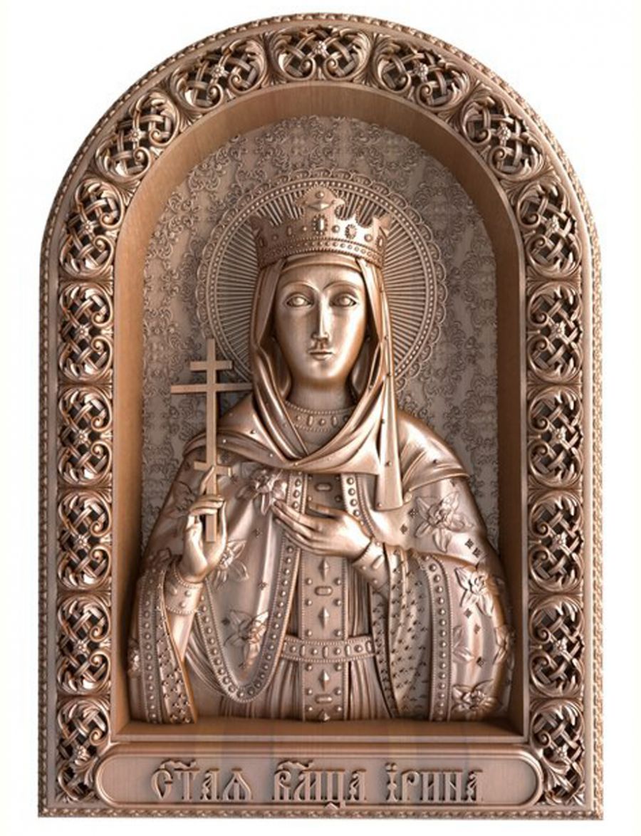 Деревянная резная икона «Святая великомученица Ирина» бук 18 x 12 см