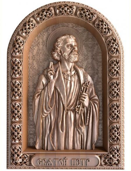 Деревянная резная икона «Святой Пётр» бук 18 x 15 см